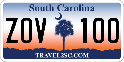 SC license plate ZOV100
