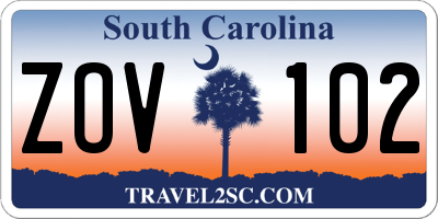 SC license plate ZOV102