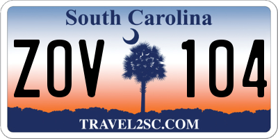 SC license plate ZOV104