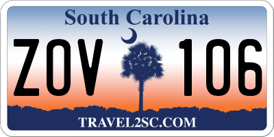 SC license plate ZOV106