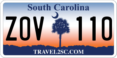 SC license plate ZOV110