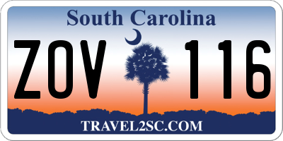 SC license plate ZOV116