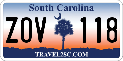 SC license plate ZOV118