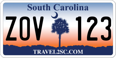 SC license plate ZOV123