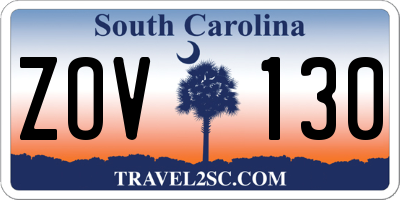 SC license plate ZOV130