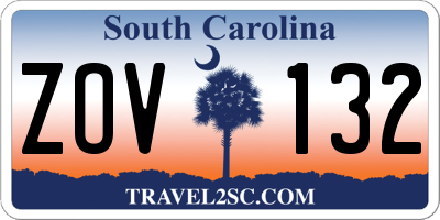SC license plate ZOV132