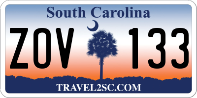 SC license plate ZOV133