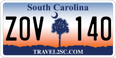 SC license plate ZOV140