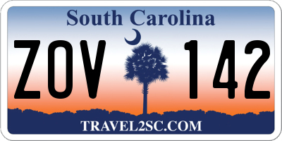 SC license plate ZOV142