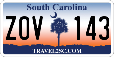 SC license plate ZOV143