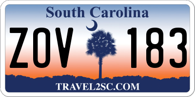 SC license plate ZOV183