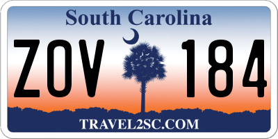 SC license plate ZOV184