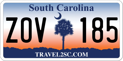 SC license plate ZOV185