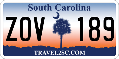 SC license plate ZOV189