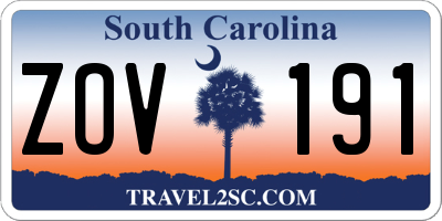 SC license plate ZOV191
