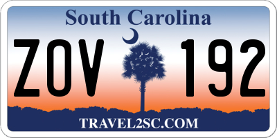 SC license plate ZOV192