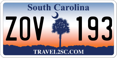 SC license plate ZOV193