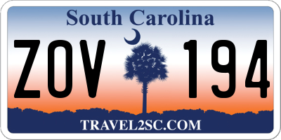 SC license plate ZOV194