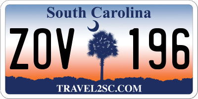 SC license plate ZOV196