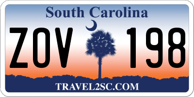 SC license plate ZOV198