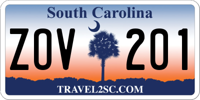 SC license plate ZOV201