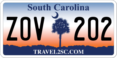 SC license plate ZOV202