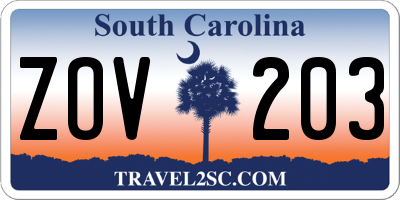 SC license plate ZOV203