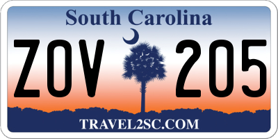 SC license plate ZOV205