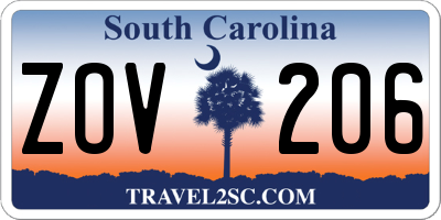 SC license plate ZOV206