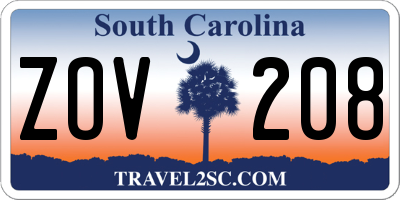 SC license plate ZOV208