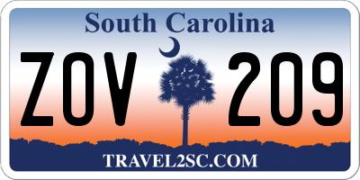 SC license plate ZOV209