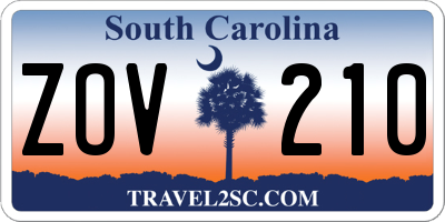 SC license plate ZOV210
