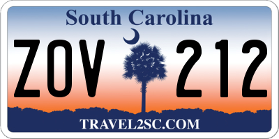 SC license plate ZOV212