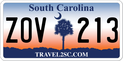 SC license plate ZOV213