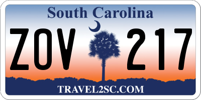 SC license plate ZOV217