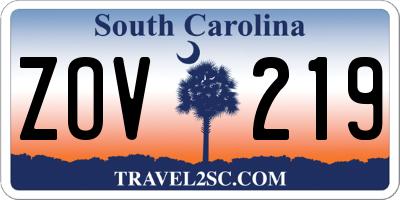 SC license plate ZOV219
