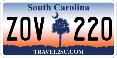 SC license plate ZOV220