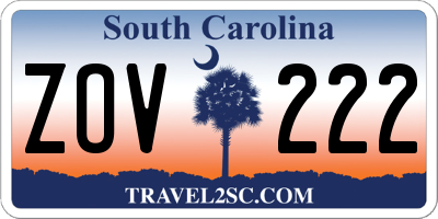 SC license plate ZOV222