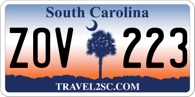 SC license plate ZOV223