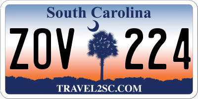 SC license plate ZOV224