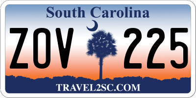 SC license plate ZOV225