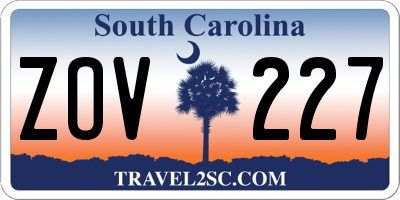 SC license plate ZOV227