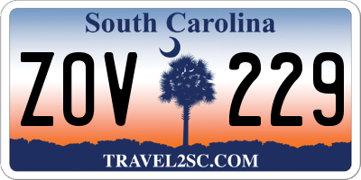SC license plate ZOV229