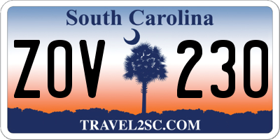 SC license plate ZOV230