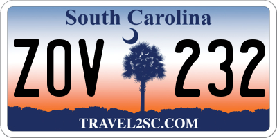 SC license plate ZOV232