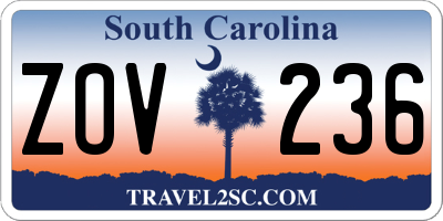 SC license plate ZOV236