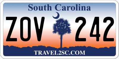 SC license plate ZOV242