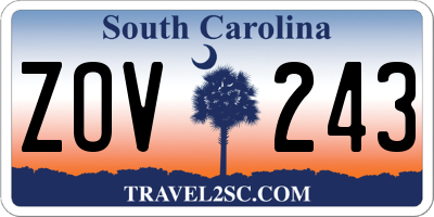 SC license plate ZOV243