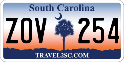 SC license plate ZOV254
