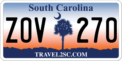 SC license plate ZOV270